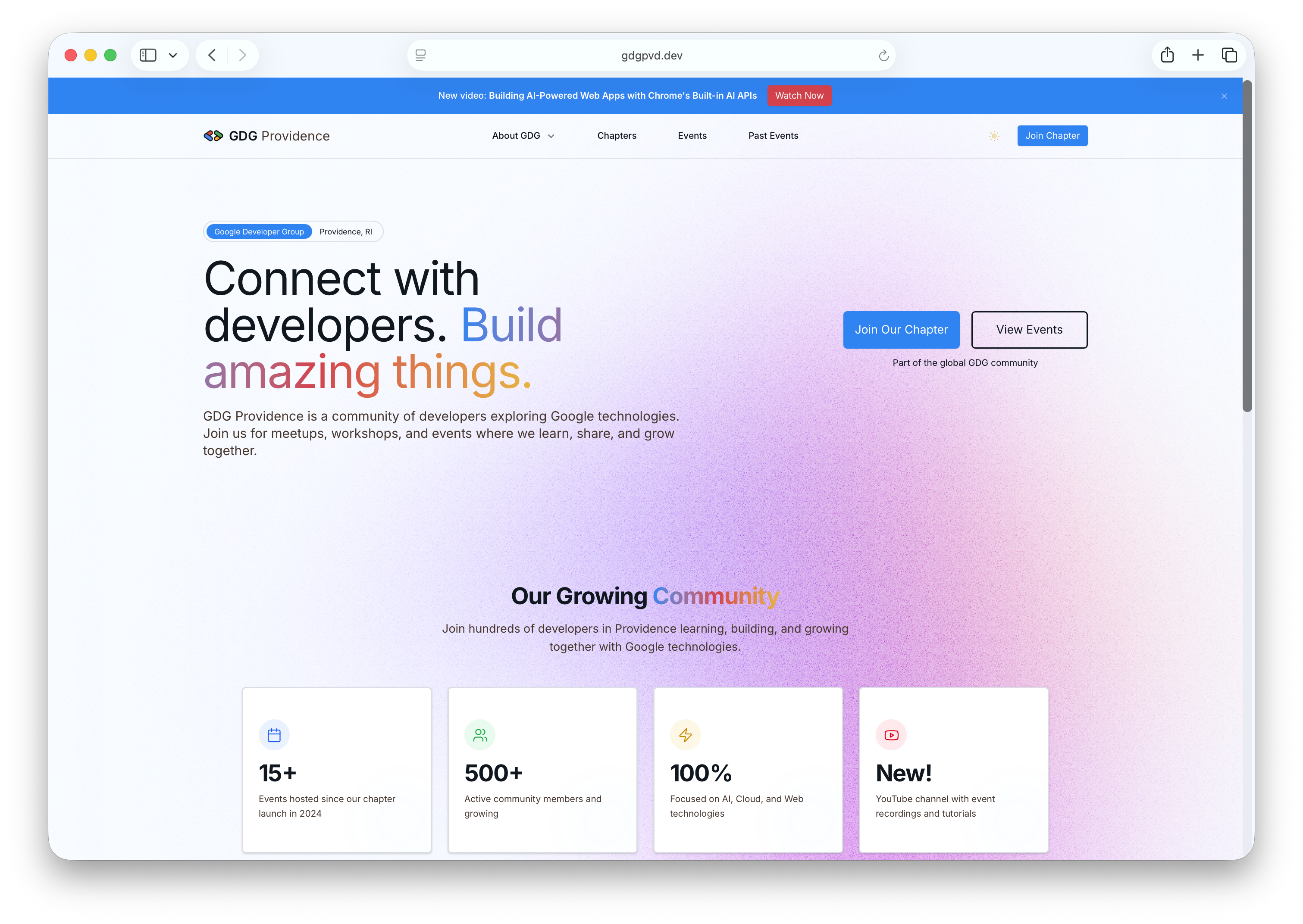 Google Developer Groups Providence homepage